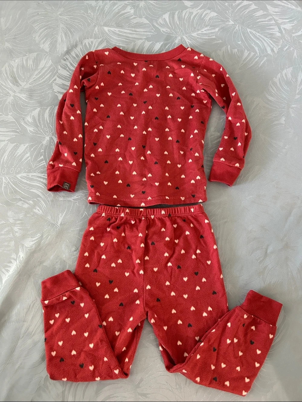 Kids Heart-Print Red-Pink Pajama Set - Cozy Two-Piece Sleepwear